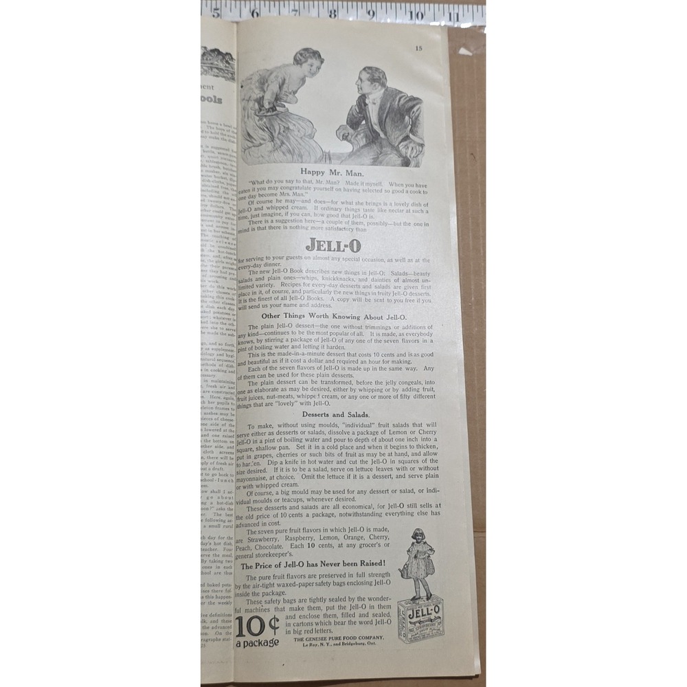 Vintage 1917 Jell-O Print Ad Happy Mr Man Genesee Pure Food Co Kitchen Wall Art